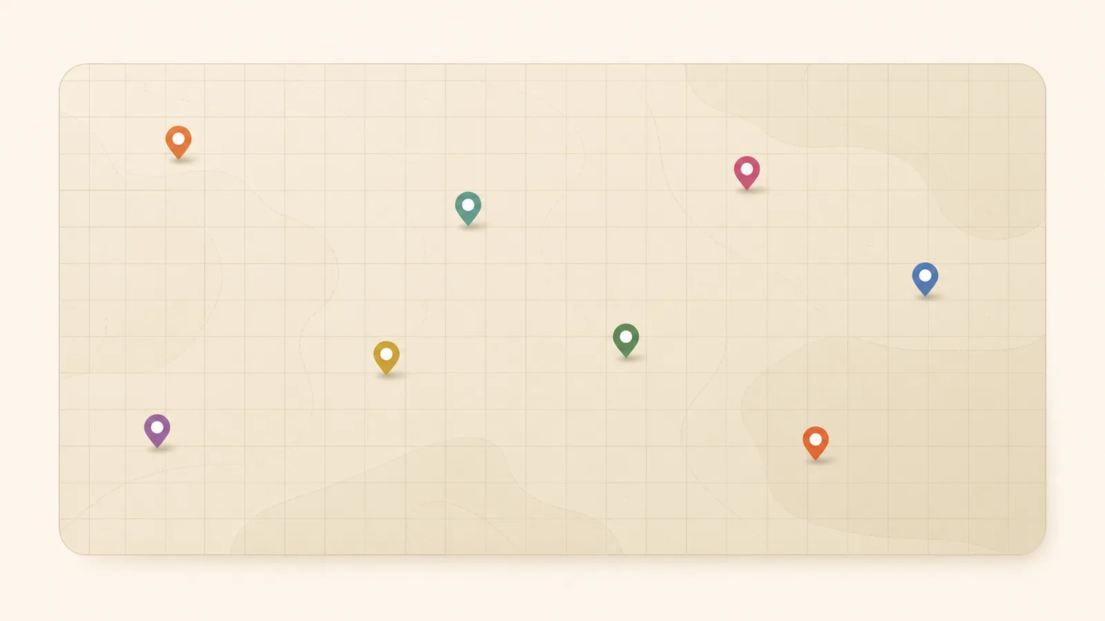 Map filled with colorful saved place pins